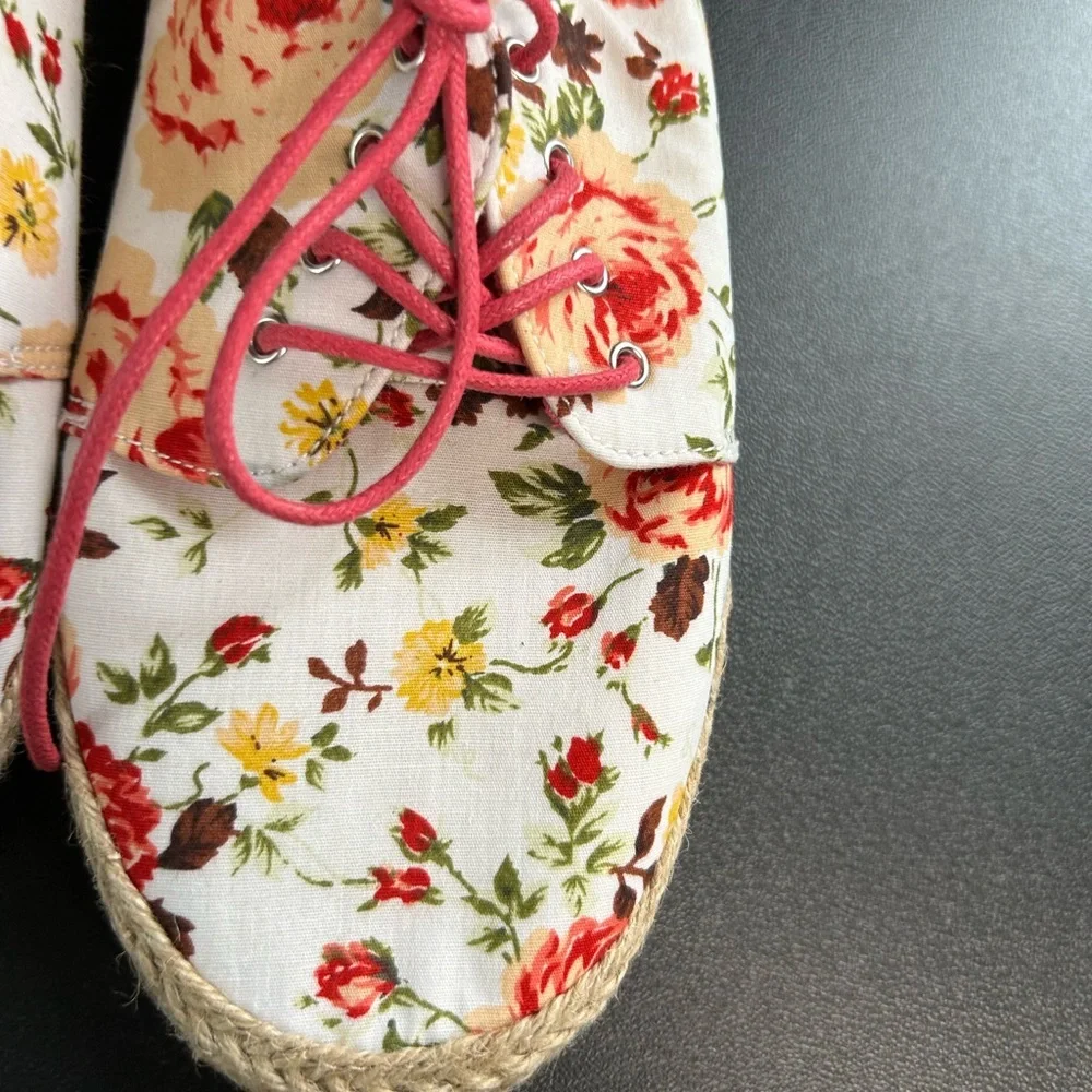 Sophie Sue‎ Women's 10 Floral Espadrille Sneakers Canvas Lightweight Cottagecore